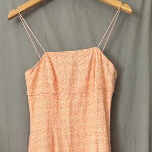 Express Peach Floral Midi Dress Spaghetti Strap Flowy Summer Dress